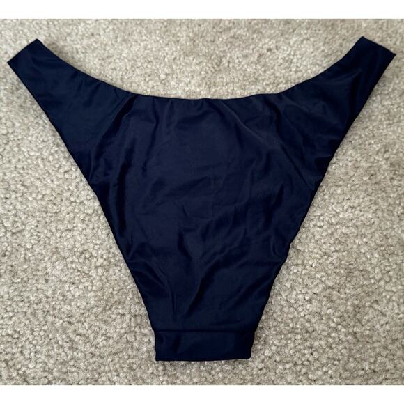 J Crew re-Imagined Curved Waist Bikini Bottom Dark Blue Women Small New W/Tags - Picture 2 of 8